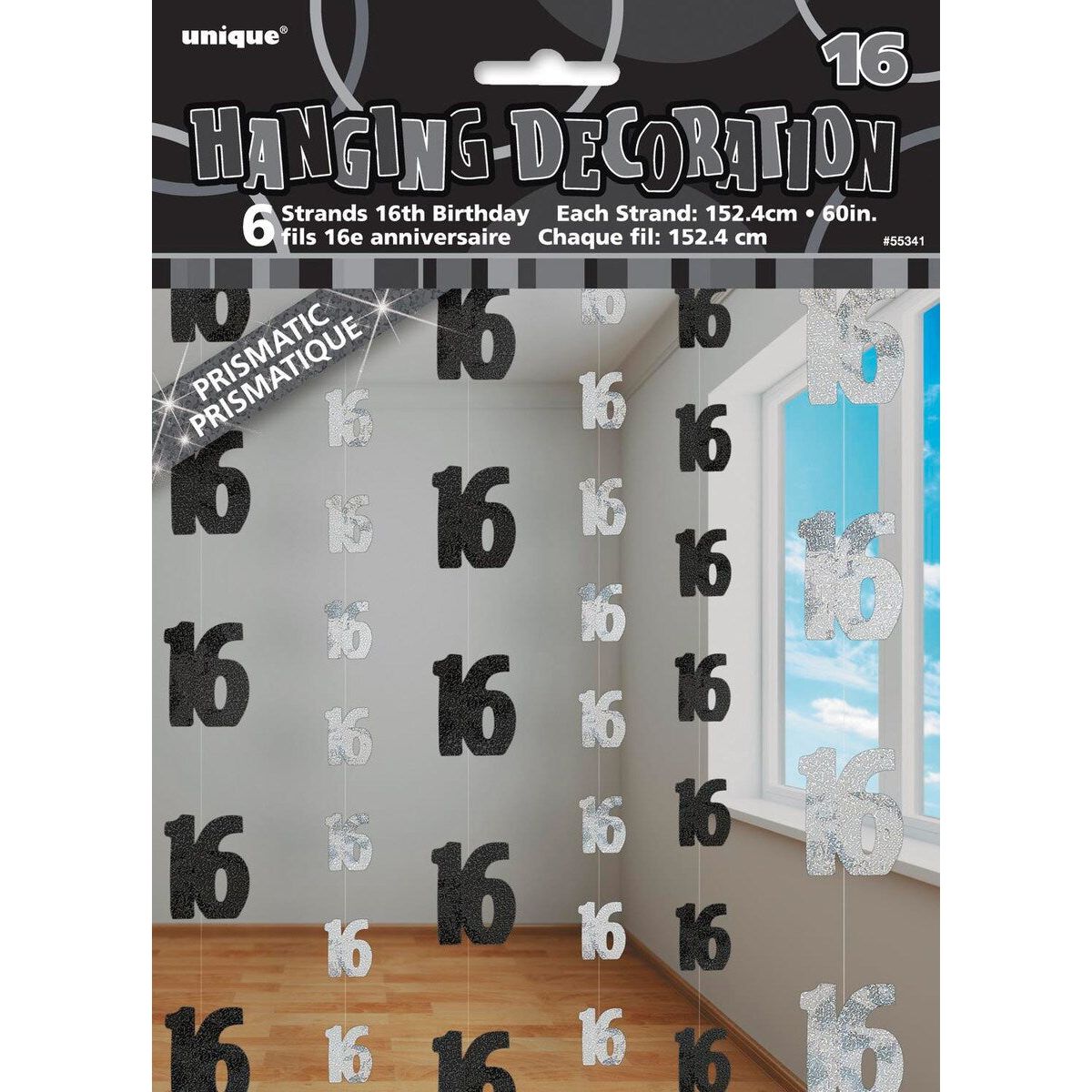 16th Hanging Decorations - Glitz Black - Dollars and Sense