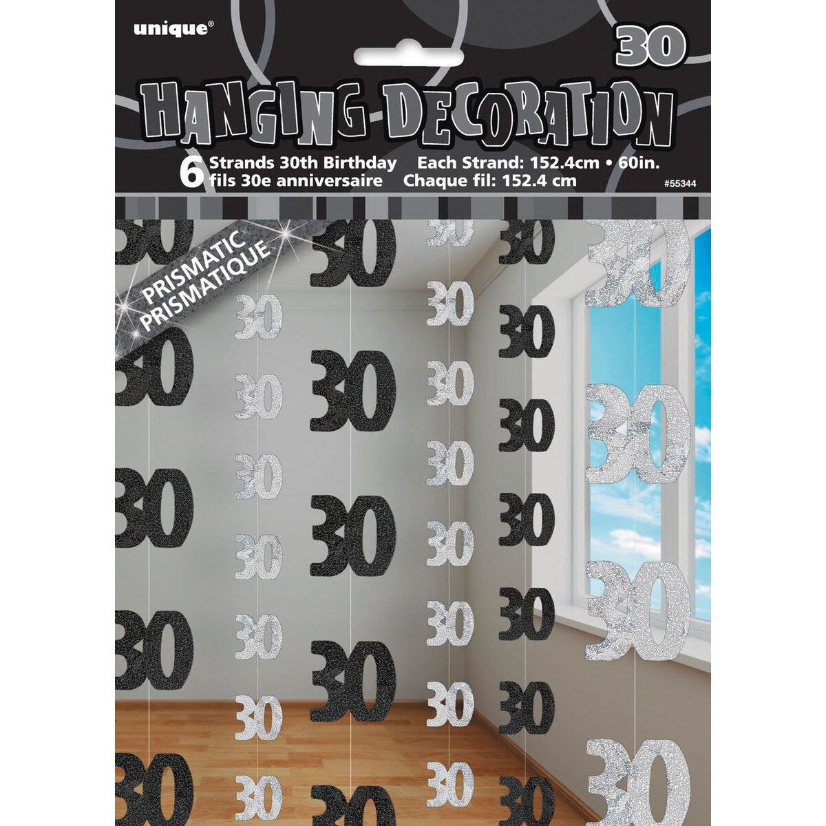 30th Hanging Decorations - Glitz Black - Dollars and Sense