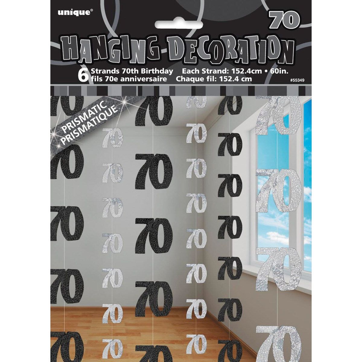 70th Hanging Decorations - Glitz Black - Dollars and Sense