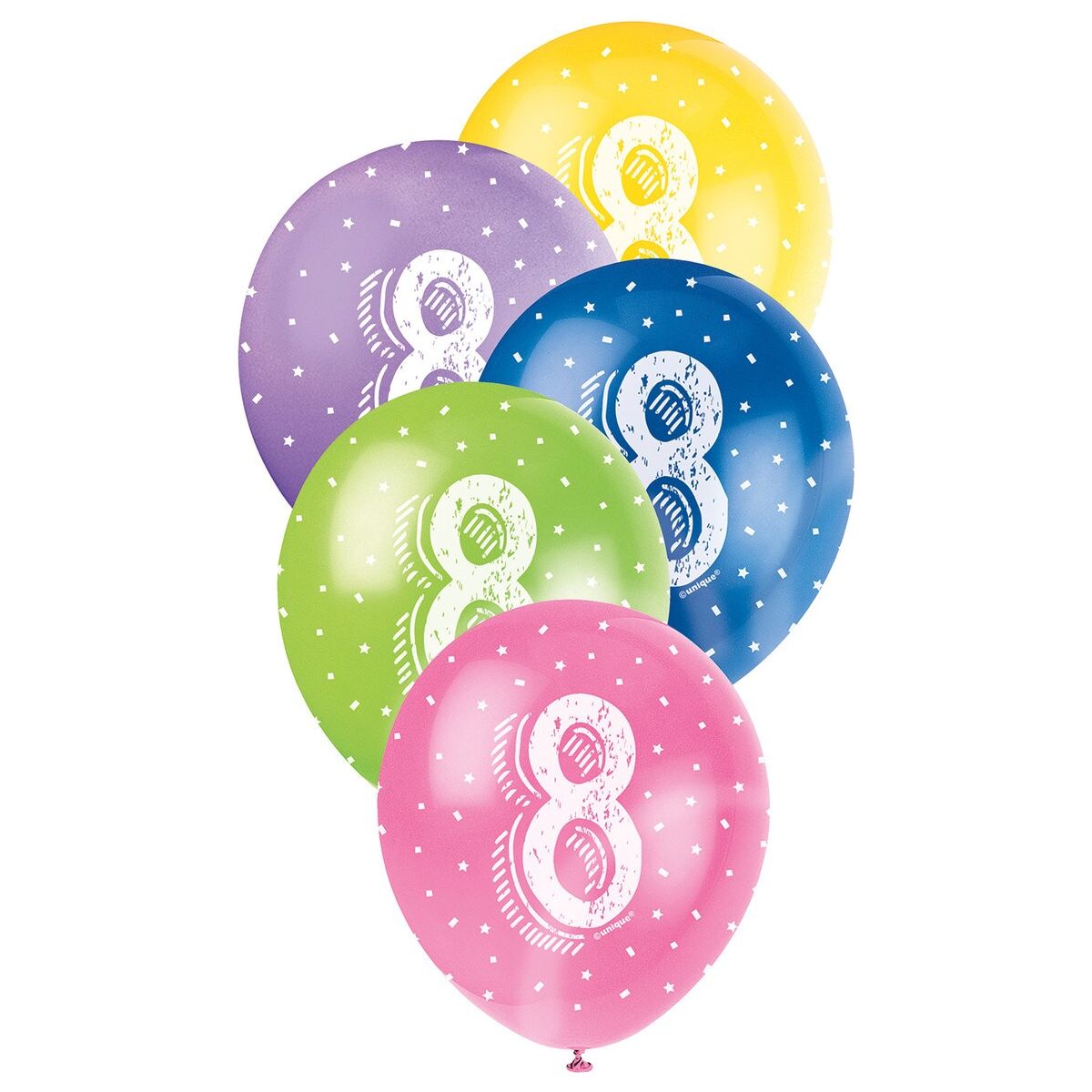5 X Number "8" Printed Balloons - Pearl - Dollars and Sense