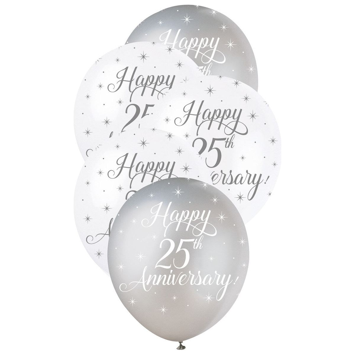 Happy 25Th Anniversary Pearl Balloons - Silver & White - Dollars and Sense
