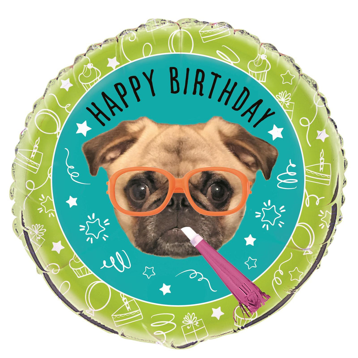 Happy Birthday Foil Balloon - Pug Puppy - Dollars and Sense