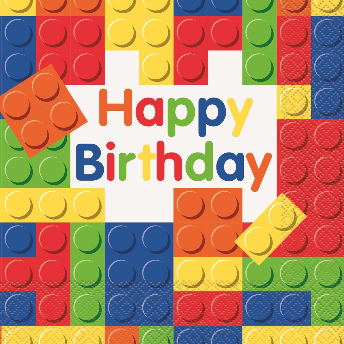 Birthday Lunch Napkins - Building Blocks - Dollars and Sense