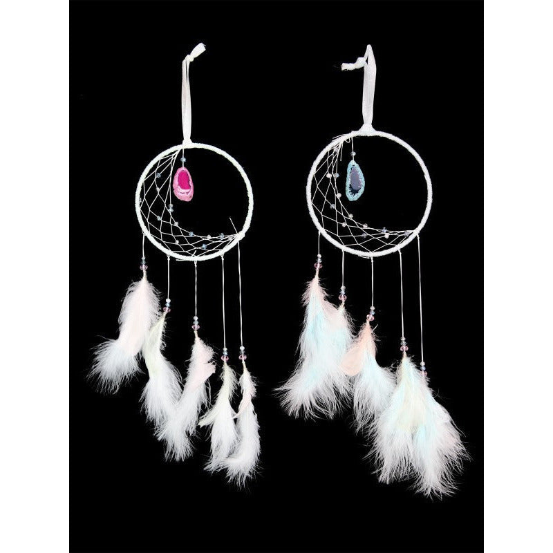 15cm Blue/White Half Moon Dream Catcher - Dollars and Sense