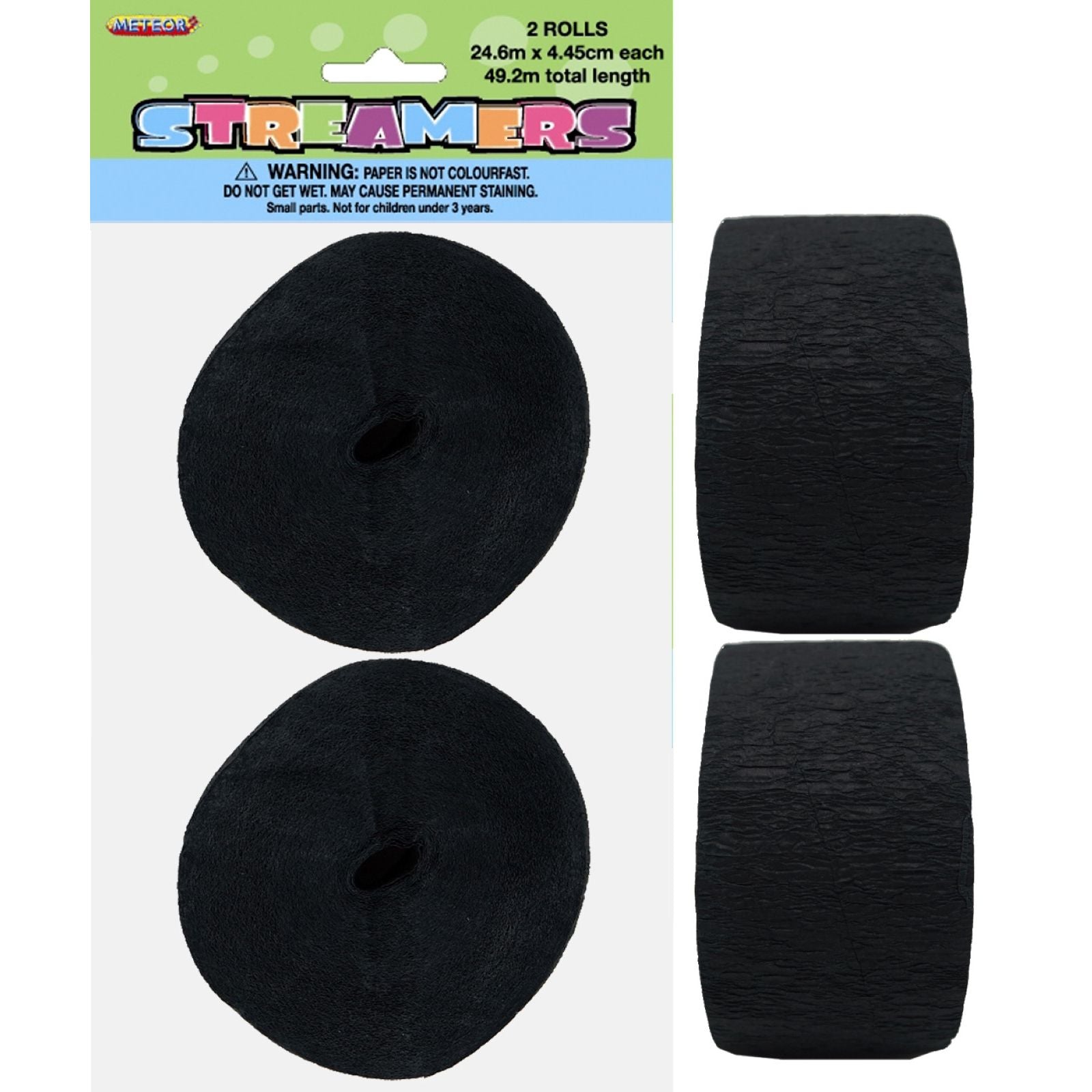 Crepe Streamers - Midnight Black SKU 63088 - Dollars and Sense