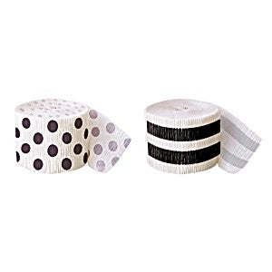 Crepe Streamers Stripes & Dots - Black - Dollars and Sense