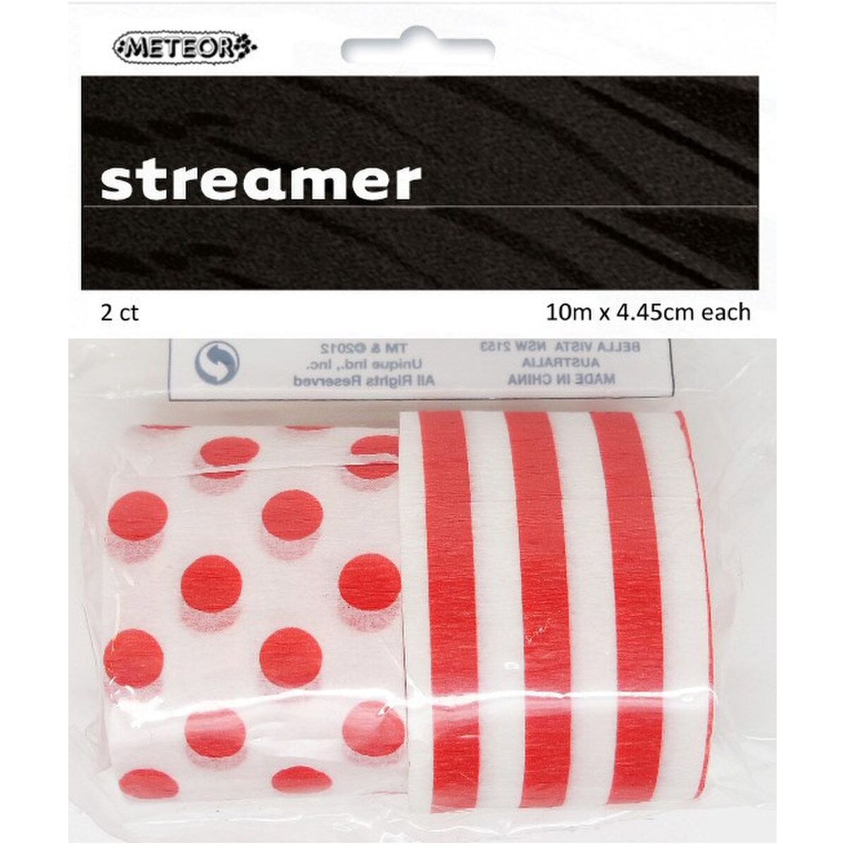Crepe Streamers Stripes & Dots -  Ruby Red - Dollars and Sense