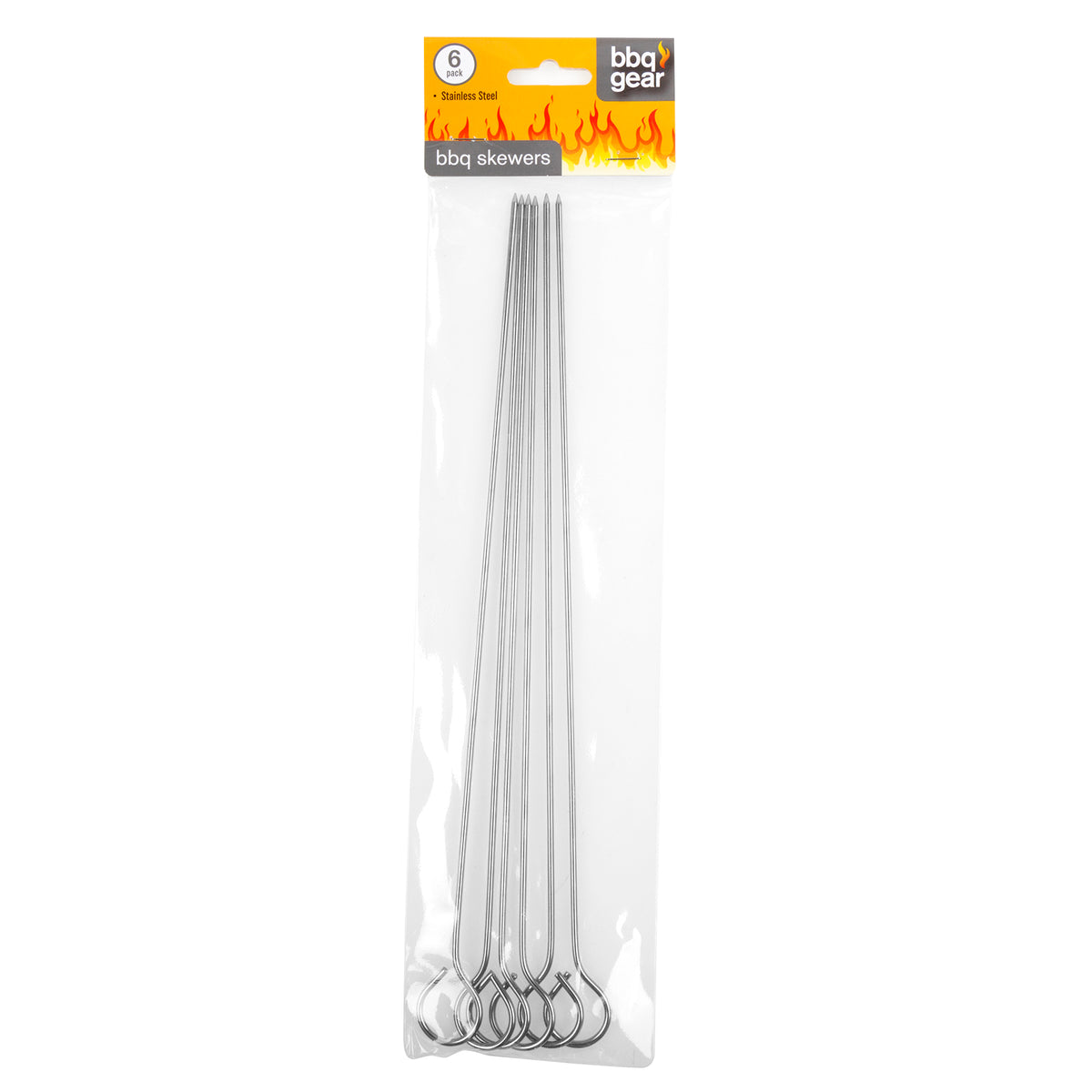 BBQ Skewers Metal Stainless Steel 6pk 30cm