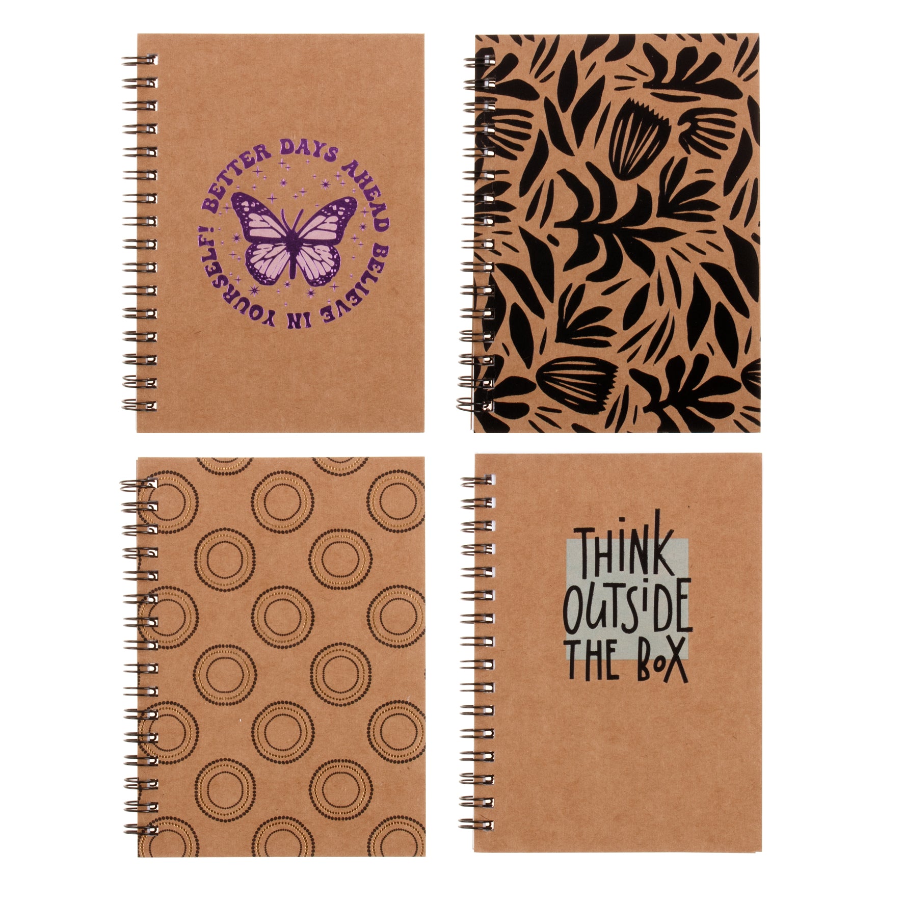 Spiral Notebook Kraft Cover - Assorted - Dollars and Sense