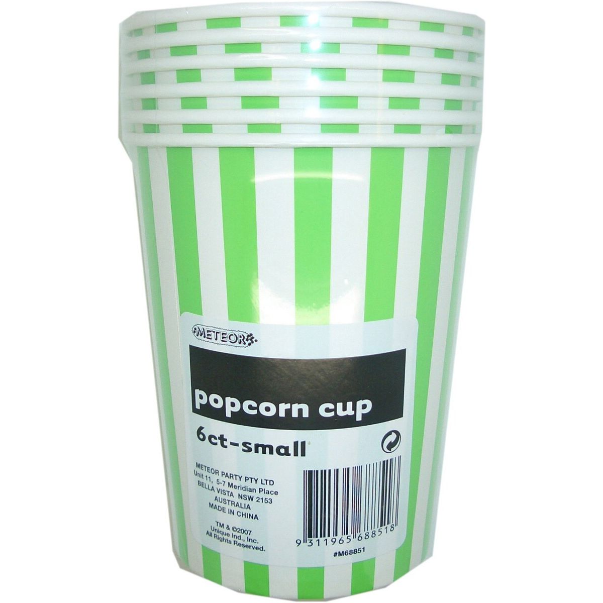 Stripes Small Paper Popcorn Cups -  Lime Green - Dollars and Sense