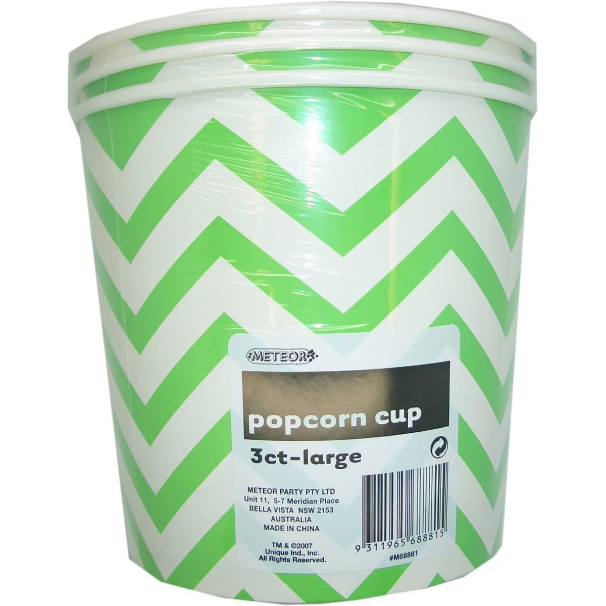 Chevron Large Paper Popcorn Cups -  Lime Green - Dollars and Sense