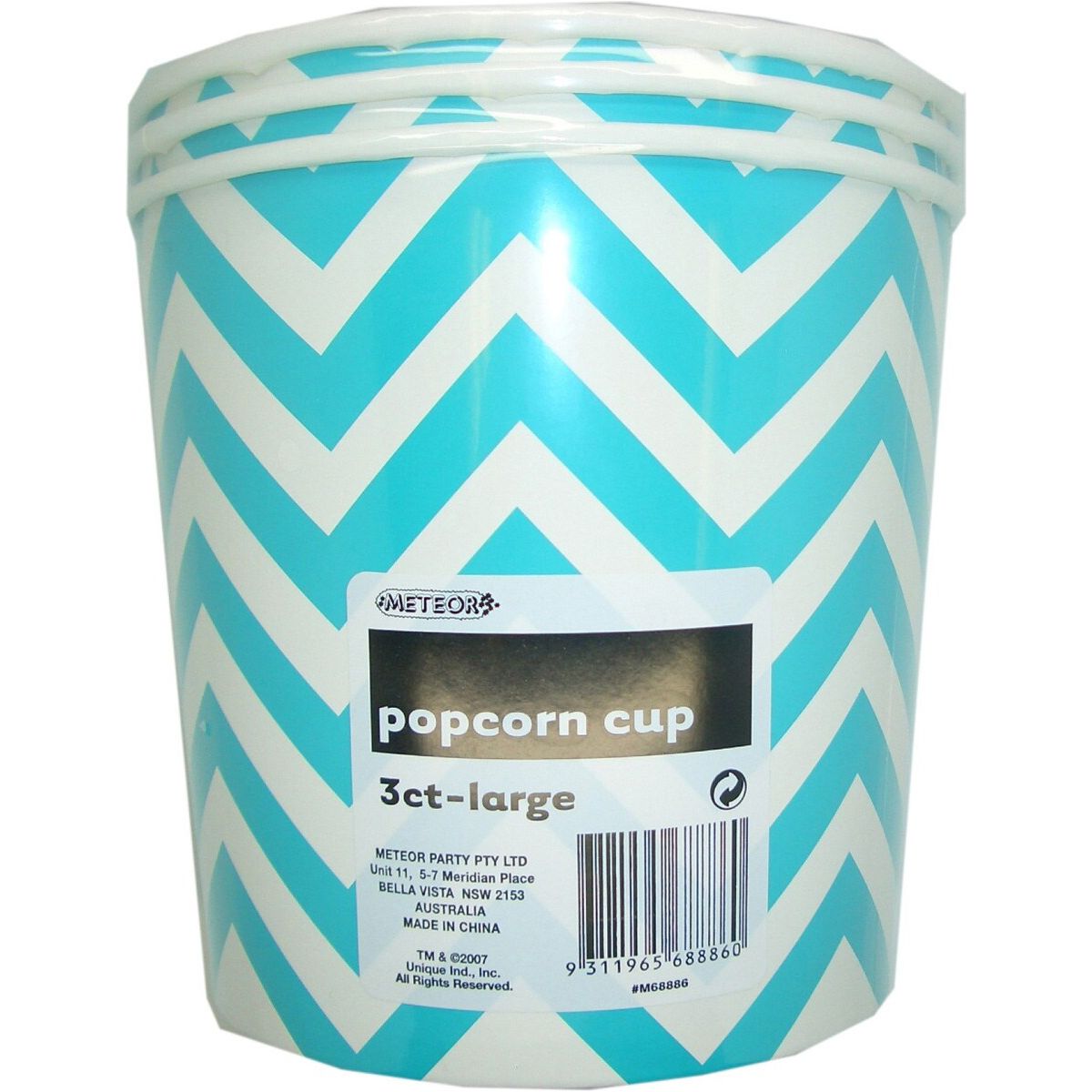 Chevron Large Paper Popcorn Cups -  Caribbean Teal - Dollars and Sense
