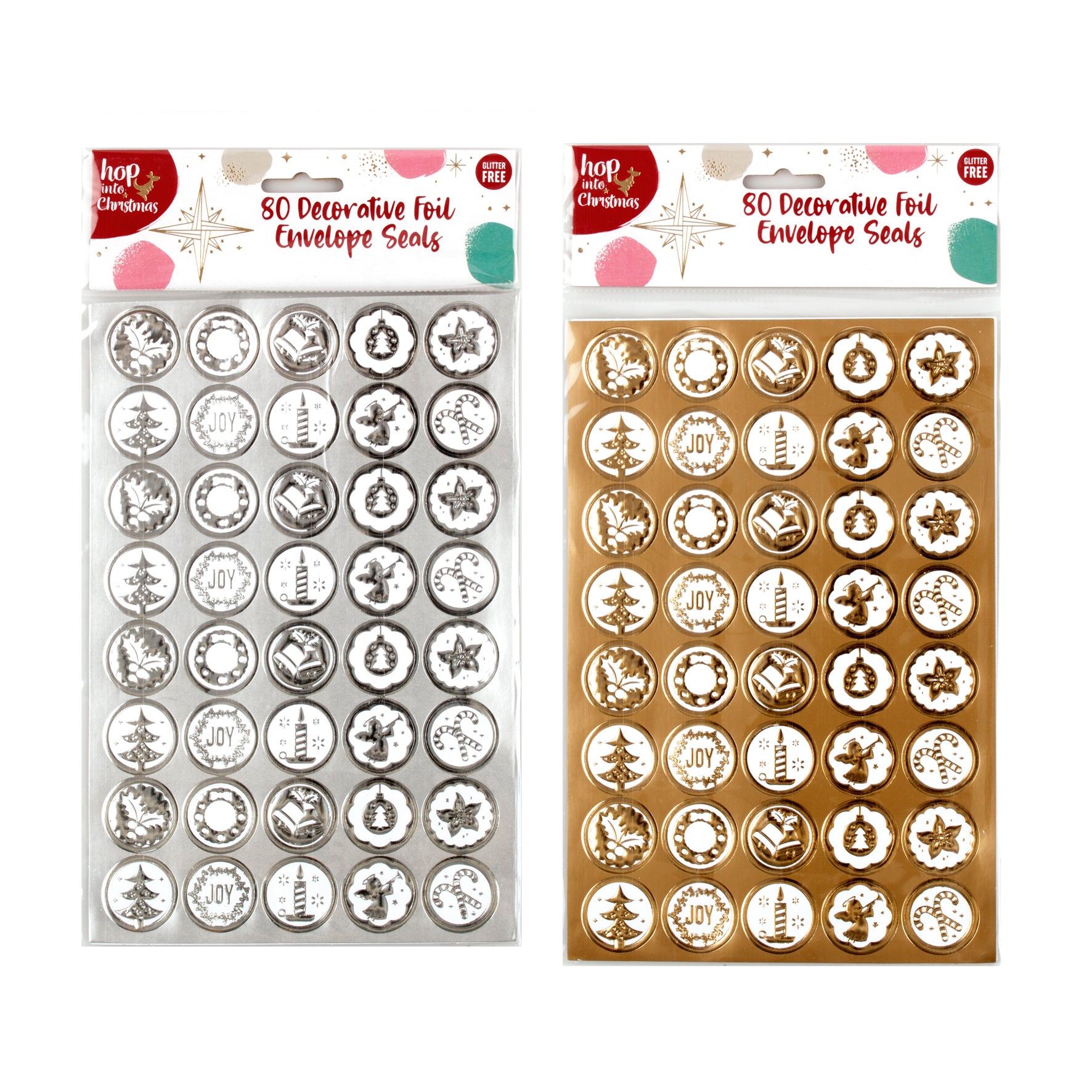 Christmas Envelope Foil Seals Embossed - Gold or Silver - Dollars and Sense