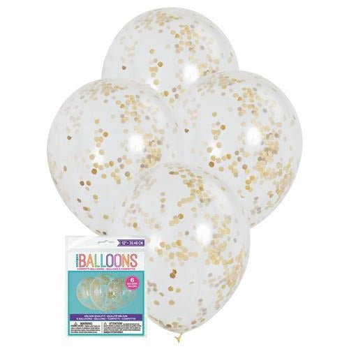 Clear Balloon - W/ gold Confetti - Dollars and Sense