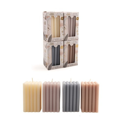 Assorted Non-Scented Ribbed Pillar Candle, 38-Hour Burn - 6 x 10cm - Dollars and Sense