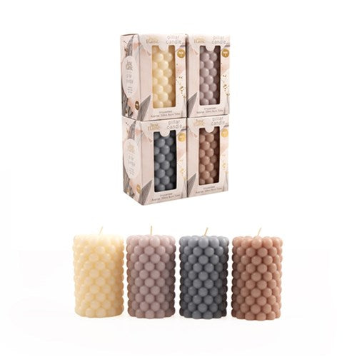 Assorted Non-Scented Bubble Pillar Candle, 33-Hour Burn - 6 x 10cm - Dollars and Sense