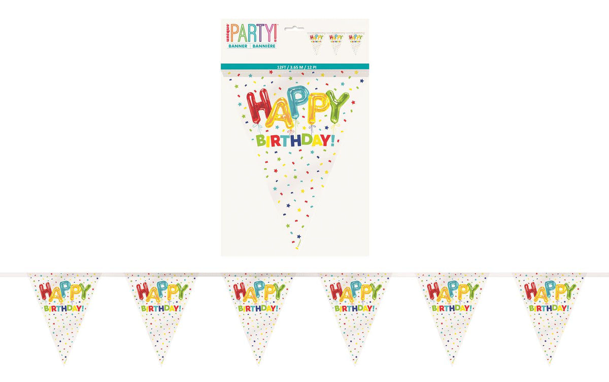 Happy Birthday Flag Banner - Balloons - Dollars and Sense