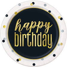 Happy Birthday Paper Plates - Metallic - Dollars and Sense