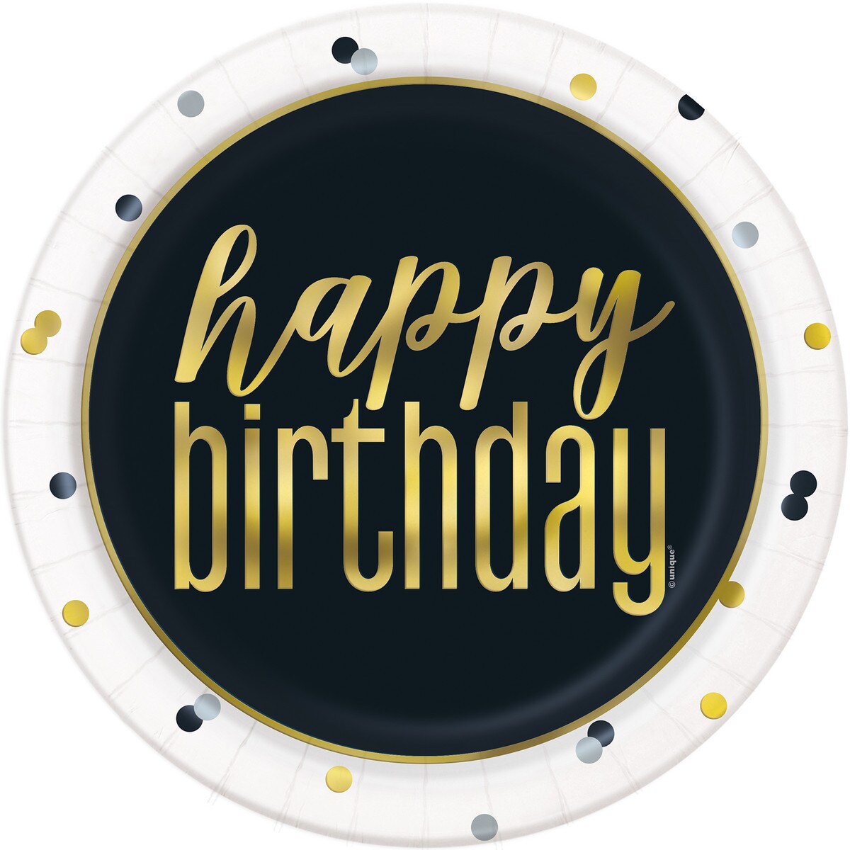 Happy Birthday Paper Dinner Plates - Metallic - Dollars and Sense