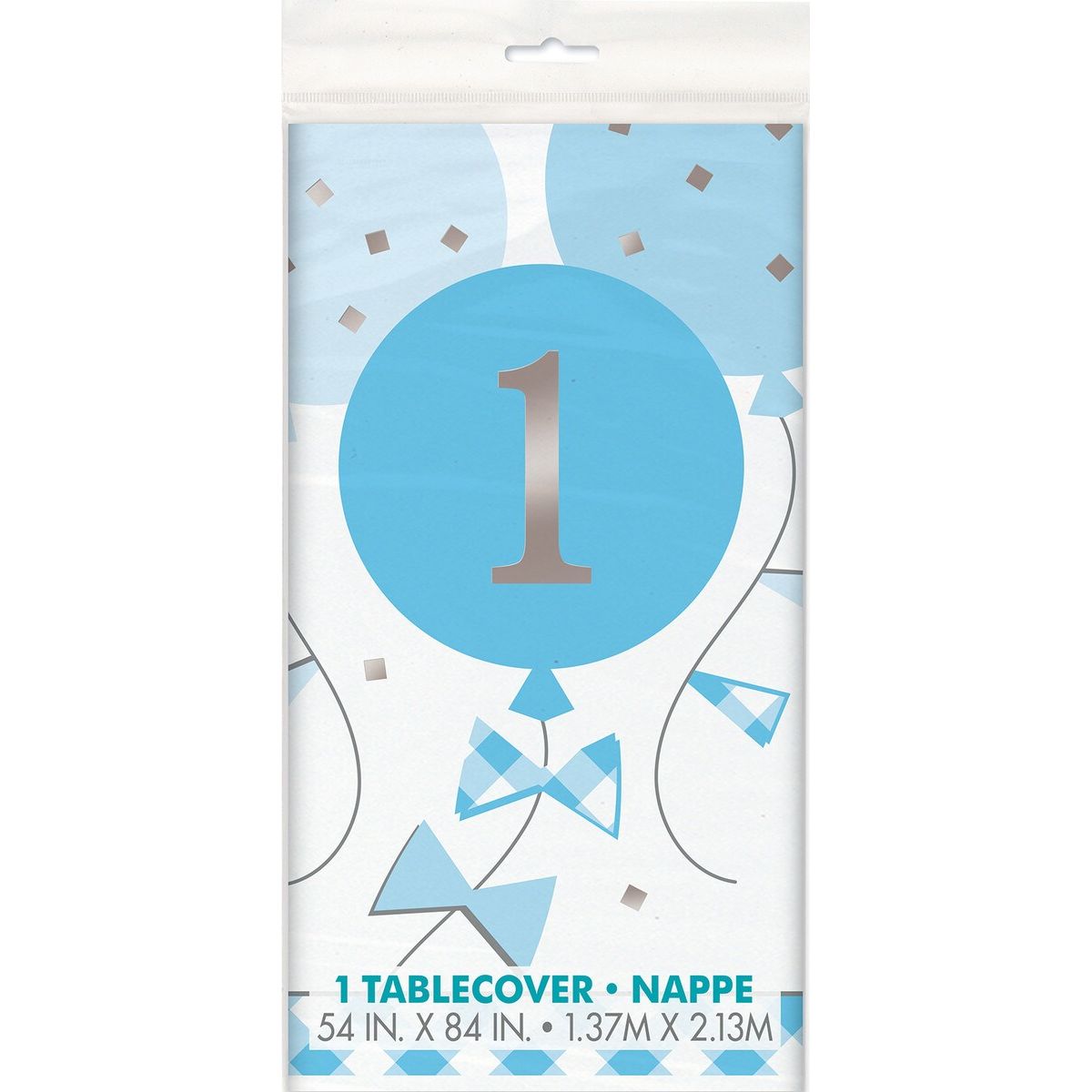 Gingham 1st Birthday Tablecover - Blue
