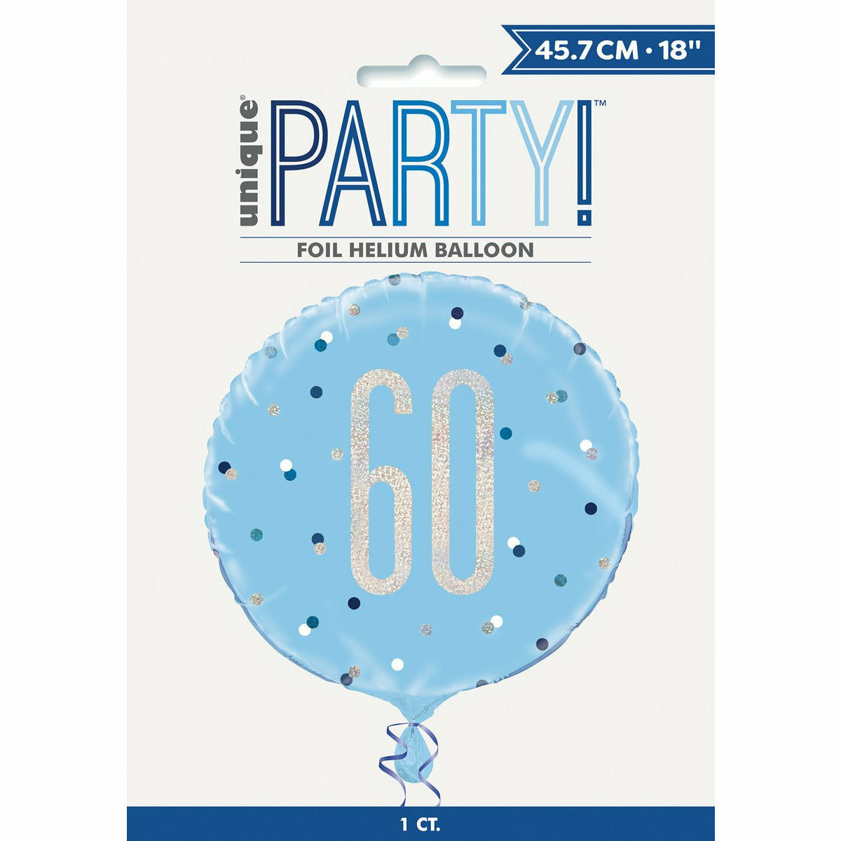60th Foil Balloon - Blue - Dollars and Sense