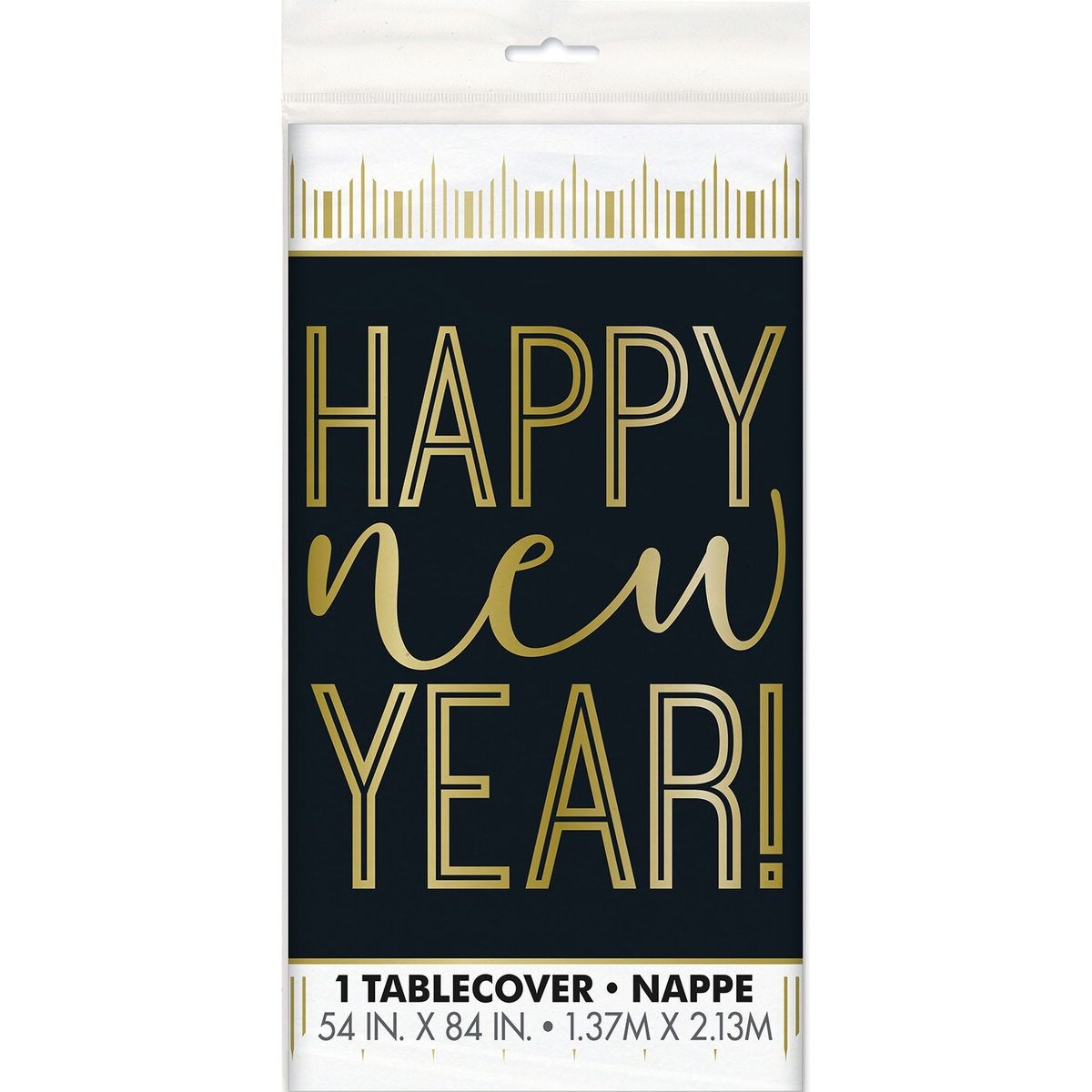 Happy New Year's Table Cover - Black & Gold - Dollars and Sense