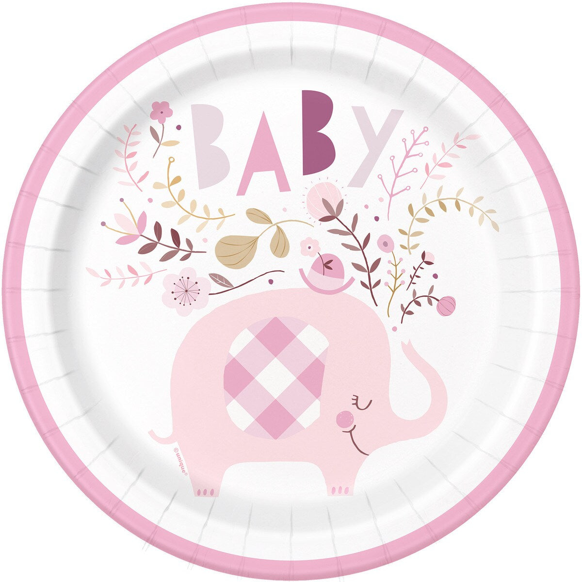Floral Elephant Paper Dinner Plates - Pink - Dollars and Sense