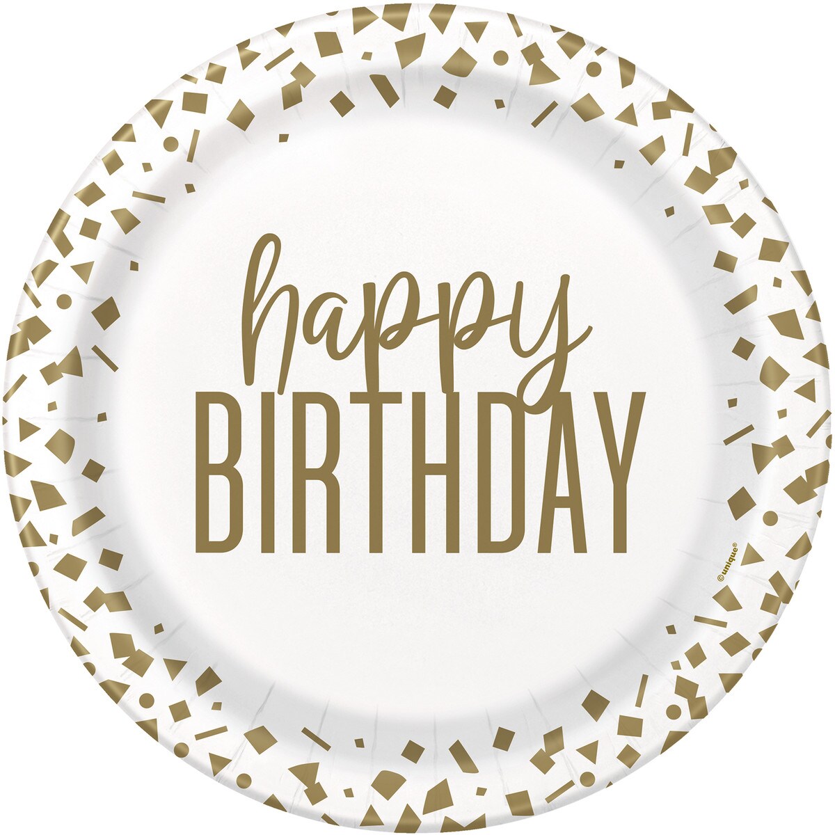 Happy Birthday Paper Dinner Plates - Gold Confetti - Dollars and Sense