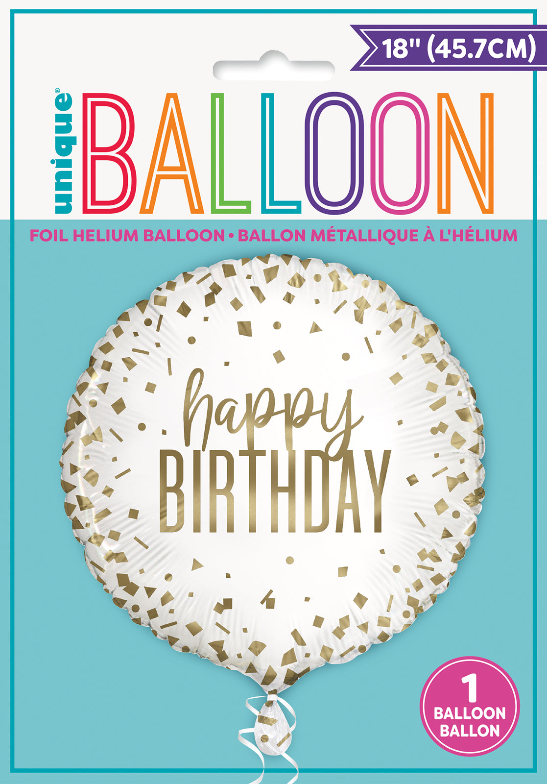 Happy Birthday Foil Balloon - Gold Confetti - Dollars and Sense