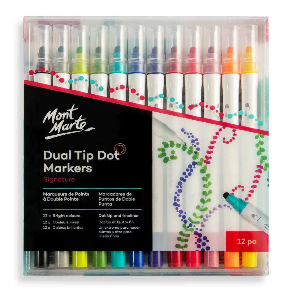 Mont Marte Dot Markers Dual Tip 12pc - Dollars and Sense