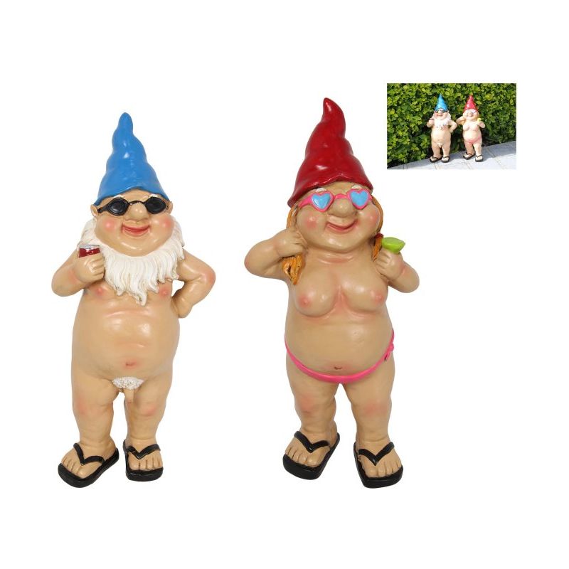 29cm Standing Naked Drinking Gnomes 2 Asstd - Dollars and Sense