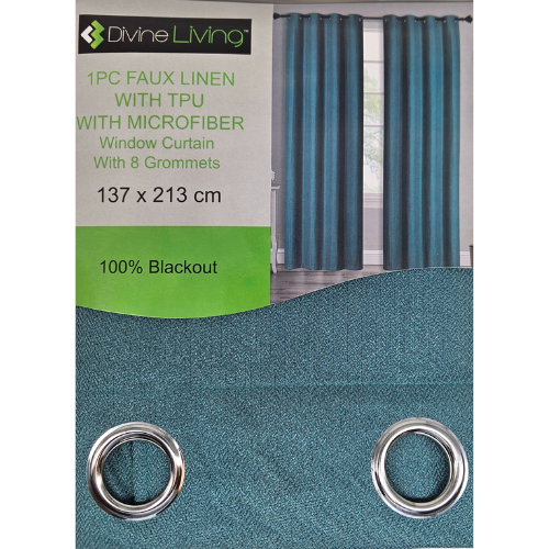 Divine Living Curtain Faux Linen TPU Microfiber Backing - Forest Green