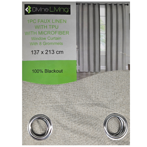 Divine Living Curtain Faux Linen - Green Grey