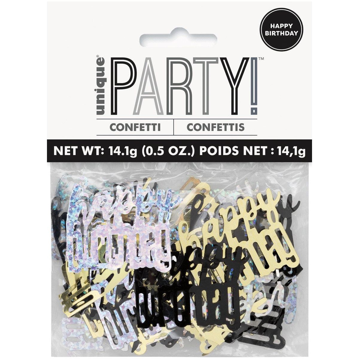 Happy Birthday Foil Confetti - Glitz Black, Silver & Gold - Dollars and Sense
