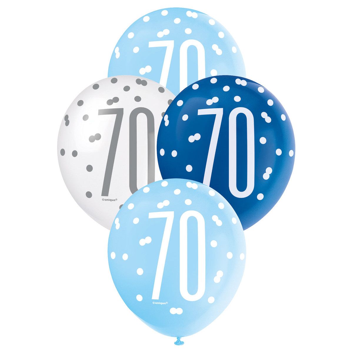 Blue & White 70th Birthday Latex Balloons - Dollars and Sense