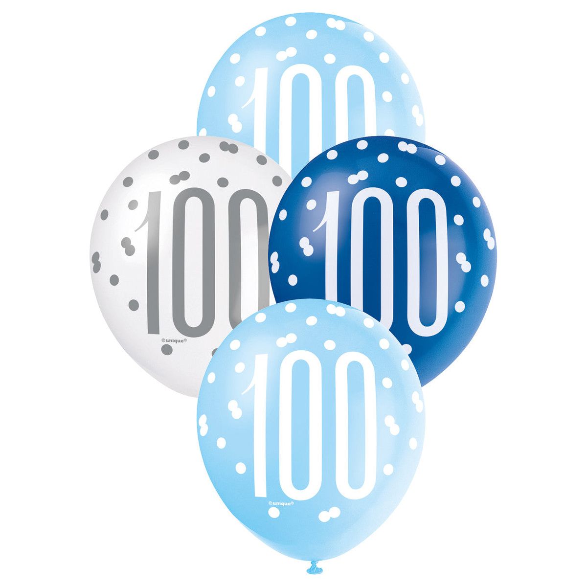 Blue & White 100th Birthday Latex Balloons - Dollars and Sense