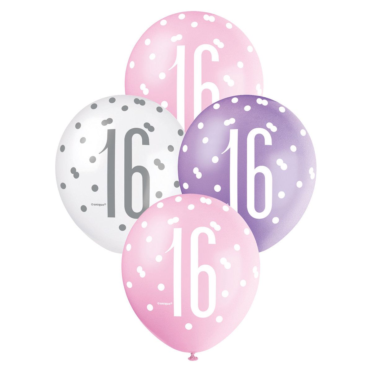 Pink, Purple & White 16th Birthday Latex Balloons - Dollars and Sense