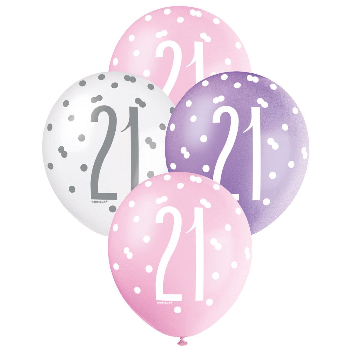 Pink, Purple & White 21st Birthday Latex Balloons - Dollars and Sense