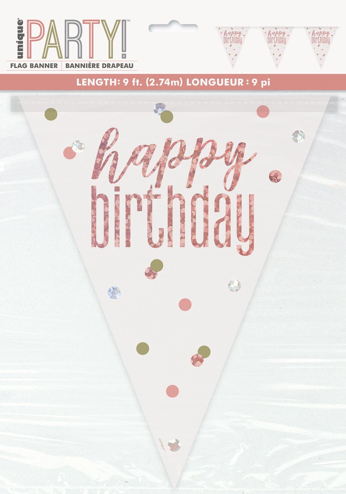 Happy Birthday Flag Banner - Rose Gold - Dollars and Sense