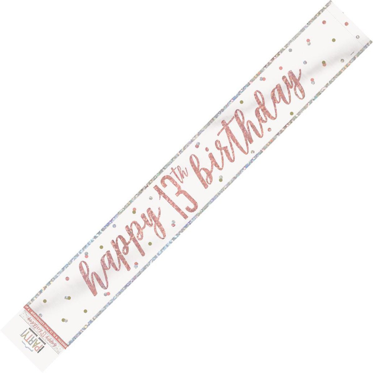 Happy 13th Birthday Banner - Rose Gold - Dollars and Sense