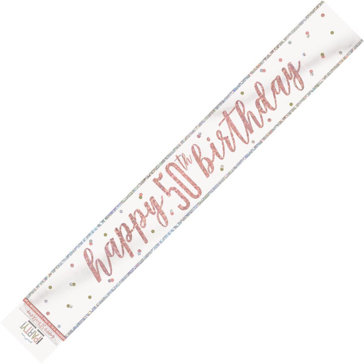 Happy 50th Birthday Banner - Rose Gold - Dollars and Sense