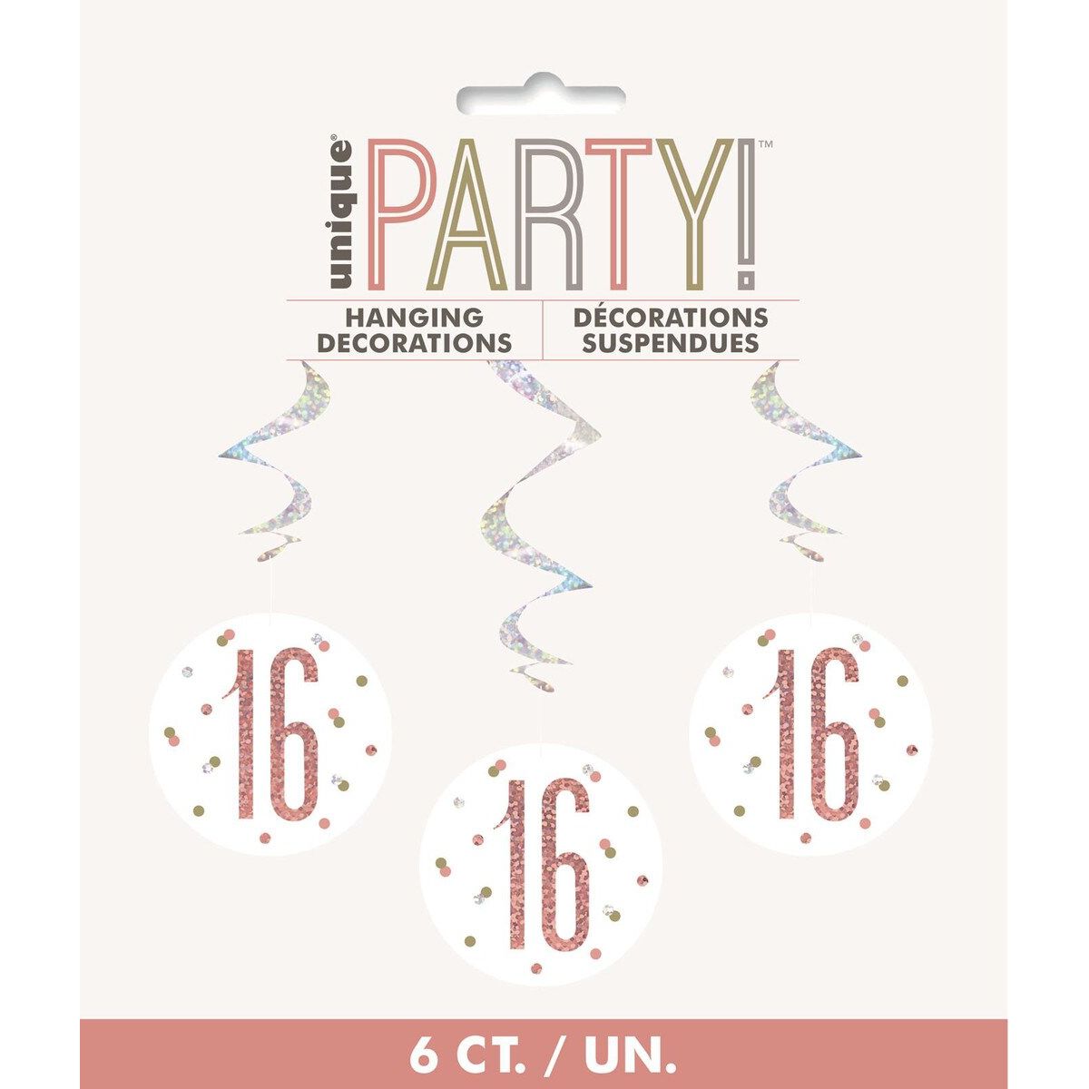 16th Hanging Swirls Decorations  - Rose Gold - Dollars and Sense