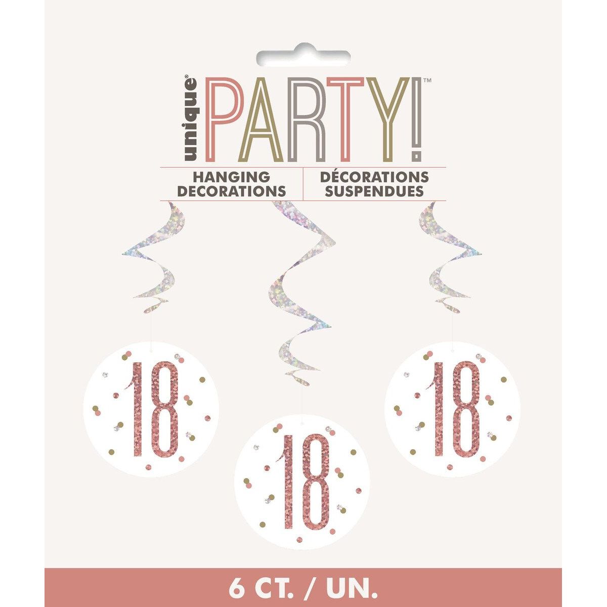 18th Hanging Swirls Decorations  - Rose Gold - Dollars and Sense