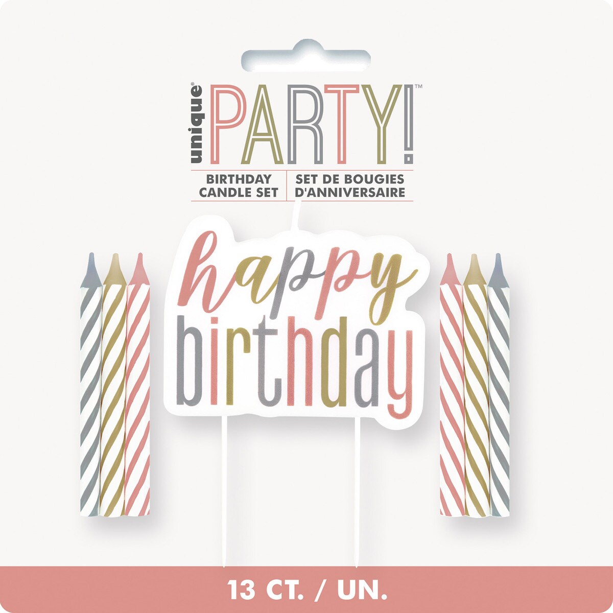 Candles & Happy Birthday Pick - Rose Gold - Dollars and Sense