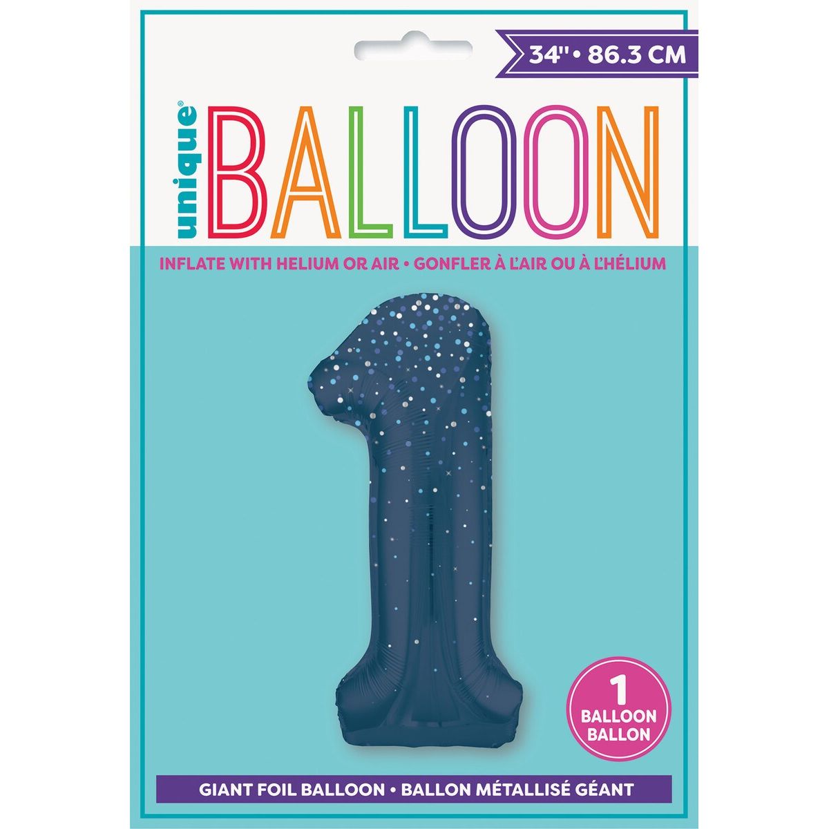 Number 1 Foil Ballon - Glitz Blue