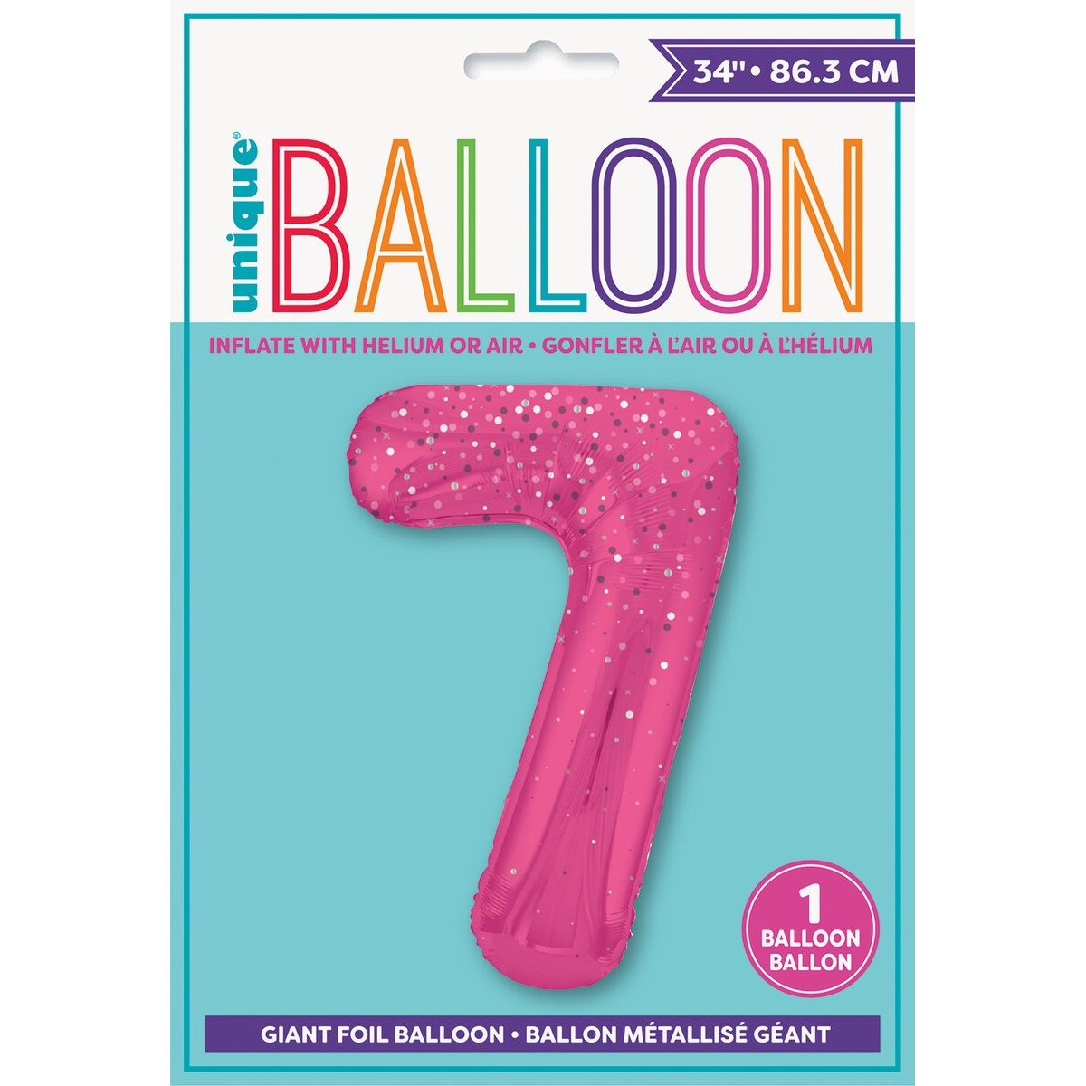 Number 7 Foil Ballon - Glitz Pink