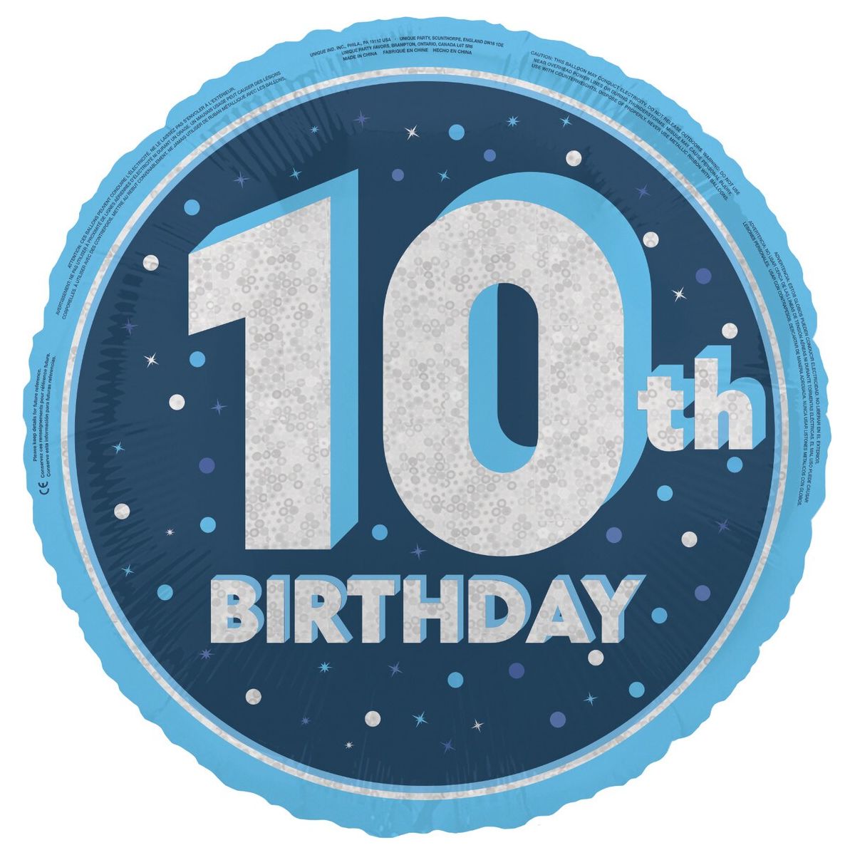Blue - 10th Birthday Foil Balloon - Dollars and Sense