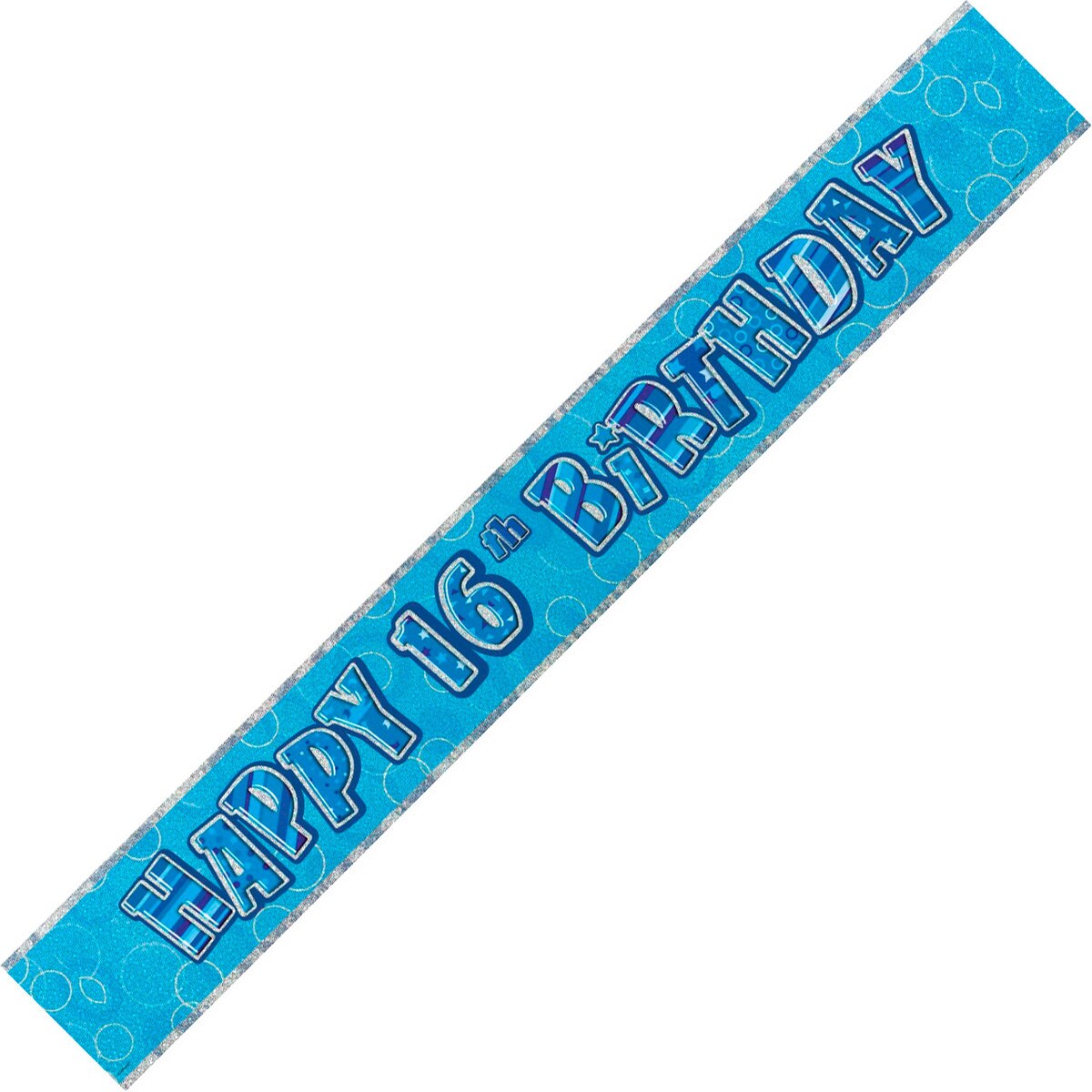 Happy 16th Birthday Foil Banner - Glitz Blue - Dollars and Sense