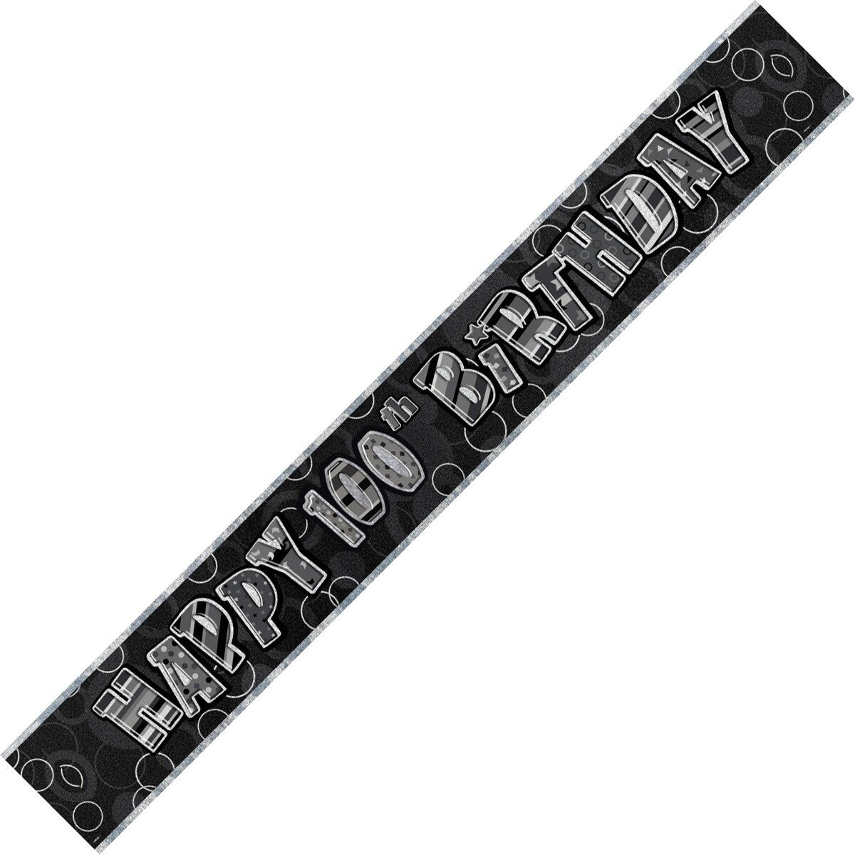 Happy 100th Birthday Foil Banner - Glitz Black - Dollars and Sense