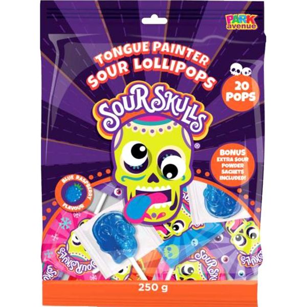 Sour Skulls Tongue Painter Lollipops 250g 20 Pack